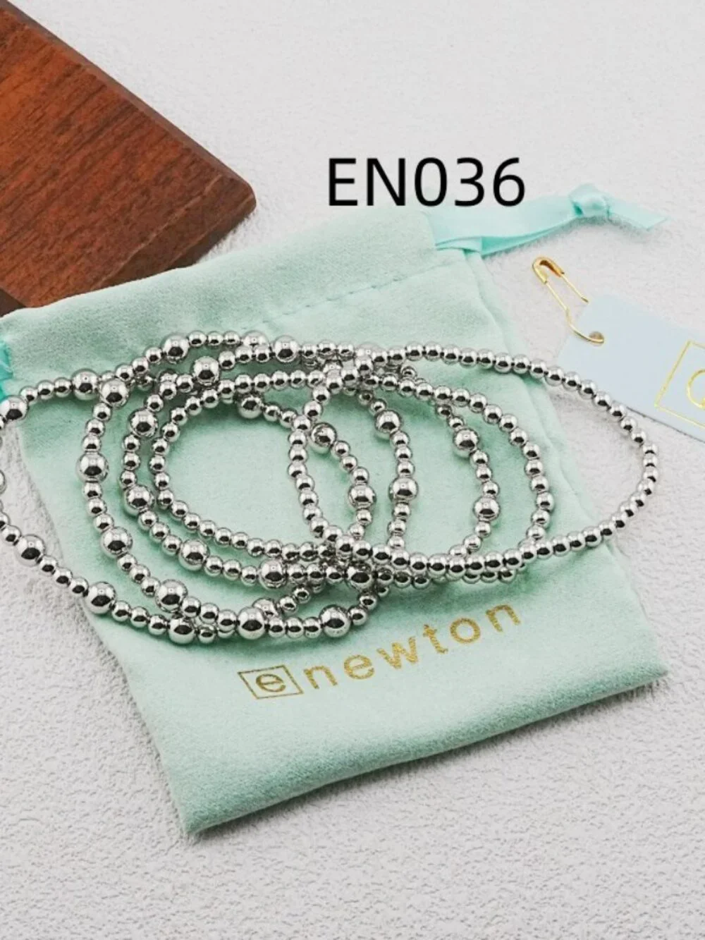 Enewton Platinum Bead Five-Piece Bracelet Set